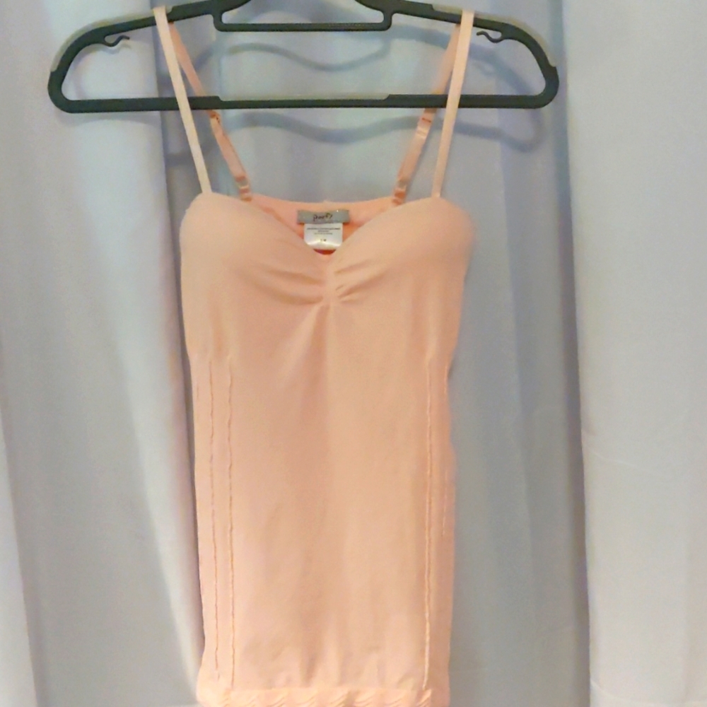 Poof! Pink adjustable strap tank with molded cups, S/M